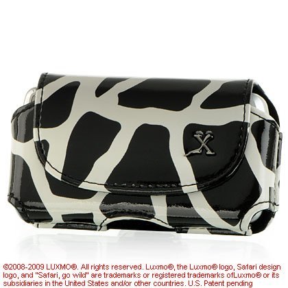 Black White Smooth Leather Giraffe Design Horizontal Pouch Carry Case Magnetic Flap Belt Clip for Kyocera M1400 Laylo, LG CU720, GT365 Neon Etna, UN430 Wine II 2, Motorola A455 Rival, i890, VE465, VU30, W755, W766 Entice, V3, V3i, V3t, Nokia 2680, N75, 6600, PCD WP8990 Escapade, BlackBerry 8230 8220 Pearl Flip, Samsung M630 Highnote, R520 Trill, R600 Huell, U490 Trance, Sanyo 8500, Sony Ericsson W580i, W760a, TM506, ZTE C88