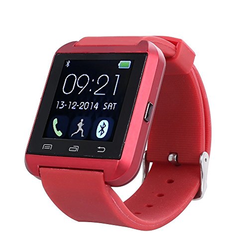 Sudroid Bluetooth Smart Wrist Phone Watch With Touch Screen for Android Samsung HuaWei LG  Phones and IOS iPhone(Red)