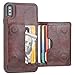 iPhone Xs Max Wallet Case with Credit Card Holder, KIHUWEY Leather Kickstand Durable Shockproof Protective Hidden Magnetic Closure Cover for iPhone Xs Max 6.5 Inch(Brown)