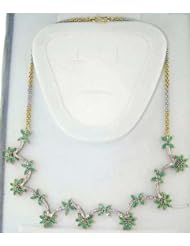 18kt Gold Diamond Pave Gemstone Chain Necklace Jewelry