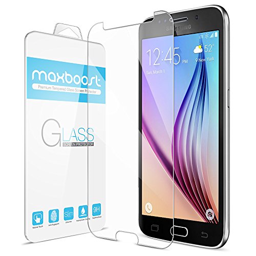 Galaxy S6 Screen Protector, Maxboost [Tempered Glass] Screen Protector For Samsung Galaxy S6 -0.22mm Ballistic Glass Screen Protection Case Fit 99% Touch Accurate - Clear