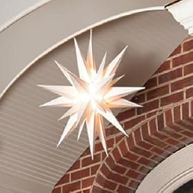 3-D Christmas Lighted Star Moravian Star lighting fixture assembles easily in minutes to hang over a porch or front door.