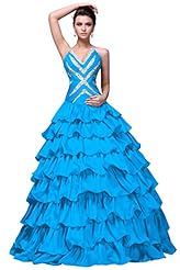 Strapless Cocktail Floor Length Beaded Tiered Lace Sleeveless  Taffeta  Ball Gown Evening Dress/Prom Dress/Quinceanera Dress/Party Dress/Wedding Dress 