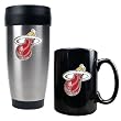 Miami Heat NBA Stainless Steel Travel Tumbler & Black Ceramic Mug Set - Primary Logo by Great American Products