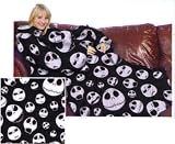 Jack Skellington Nightmare Before Christmas Face Adult Snuggler Huddler Comfy Throw Blanket with Sleeves NEW Style