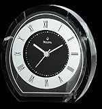 Bulova Amity Tabletop Clock - Genuine Black Marble Case - Mirror Accents