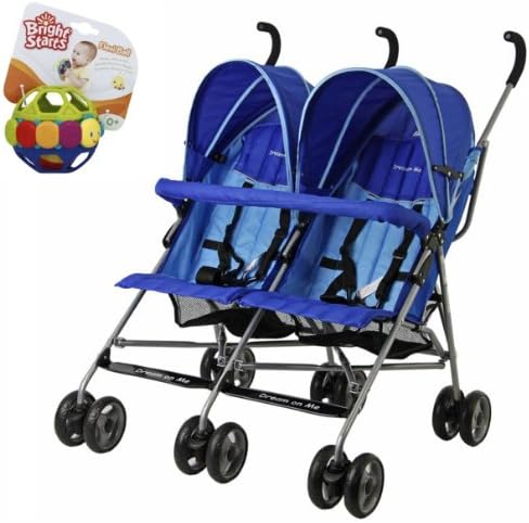 Bright Starts Flexi Ball, 0+, 1 Toy and Dream on Me Blue Twin Umbrella Stroller