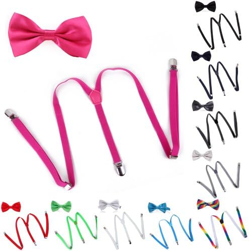 HDE Skinny Suspender & Bow Tie Matching Sets