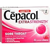 Cepacol Sugar Free Sore Throat Oral Pain Reliever Lozenges, Cherry 16 ea(pack of 2)