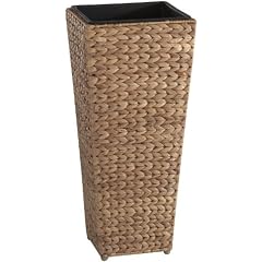 Gartenfreude 4001-1000-002 Pflanzgef�� mit Wasserhyazinthengeflecht 28 x 28 x 60 cm, wasserdichter Kunststoffeinsatz, naturfarben