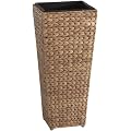 Gartenfreude 4001-1000-002 Pflanzgef�� mit Wasserhyazinthengeflecht 28 x 28 x 60 cm, wasserdichter Kunststoffeinsatz, naturfarben