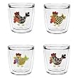 Funky Chickens 12 oz Double-Old-Fashioned Insulated Beverage Tumblers Set, Clear (4 designs)