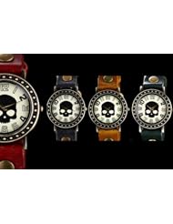 Youyoupifa Ladies Polka Dot Digital Skeleton Black Leather Strap Quartz Wrist Watch