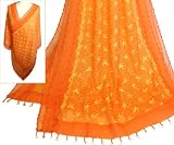 silkNOW 100% Silk Chiffon Georgette Orange Scarf In Jacquard Weave
