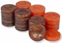 Mother of Pearl Design Backgammon Chips in Brown & Orange - 1.75"