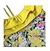 PGXT Girl's One Piece One-shoulder Flower Print Swimwear with Hat Yellow