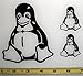 Linux - Tux Penguin Set of 3 HQ Single Color High Gloss Black Vinyl Sticker Decal!