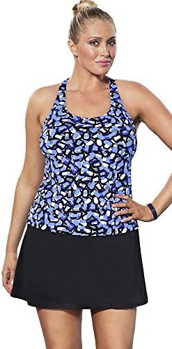 Aquabelle Women's Plus Size Pebble Beach Racerback Skirtini Multi 22