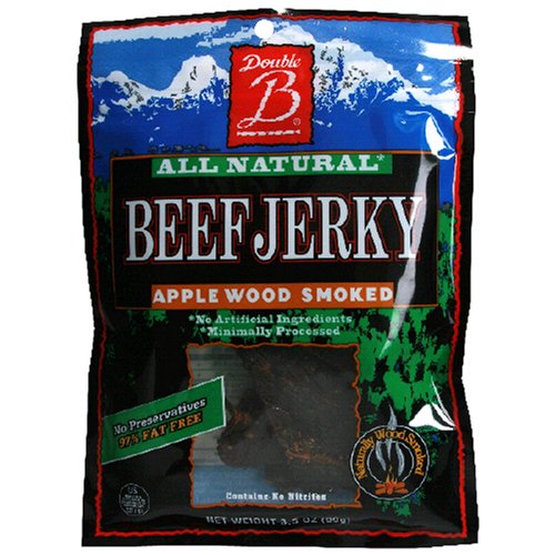 Double B Beef Jerky, Apple Wood Smoked, 3.5-Ounce Bag (Pack of 4) by Double B