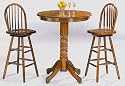 3pc Oak Finish Pub Bistro Bar Table w/2 Swivel Stools Set