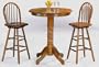 3pc Oak Finish Pub Bistro Bar Table w/2 Swivel Stools Set