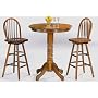 3pc Oak Finish Pub Bistro Bar Table w/2 Swivel Stools Set