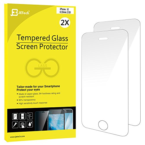 iPhone 5 Screen Protector, JETech® 2-Pack iPhone 5S 5C 5 SE Tempered Glass Screen Protector Film for iPhone SE Screen Protector