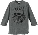 スカルTシャツ 王冠をかぶったスカルに薔薇モチーフのデザインTシャツ 7分袖（3/4スリーブ）SKULL KING