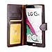 LG G4 Case, ACEABOVE® [Stand Feature] LG G4 Wallet Case **NEW** [Book Cover Case] [Dark Brown] - Premium Genuine Leather Wallet cover with Hand Strap - LG G4 Leather Case with STAND Flip Cover and Credit Card ID Holders for LG G4 2015 Model
