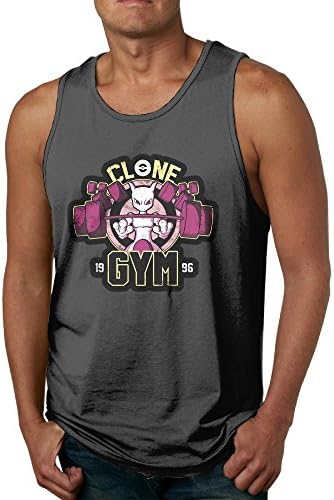 KTKY MEN'S Poke Mewtwo Gym 1996 Black Sleeveless Shirt SizeL