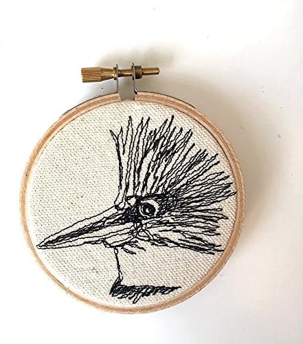 Freehand Machine Stitched Belted Kingfisher Portrait Drawing
