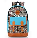 Canvas Bookbag Daypack Backpack Laptop Bag for School College Teens Girls Boys Students, Pattern A