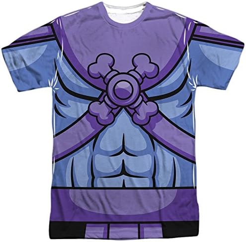 MASTERS OF THE UNIVERSE/SKELETOR COSTUME (FRONT/BACK PRINT)-S/S ADULT POLY CREW-WHITE-LG
