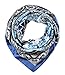 corciova Women's Large Satin Square Silk Feeling Hair Scarf 35 x 35 inches Flowers Violet Blue and Black