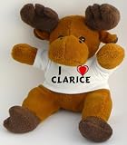 Plush Reindeer (Rudolf) with I love Clarice t-shirt