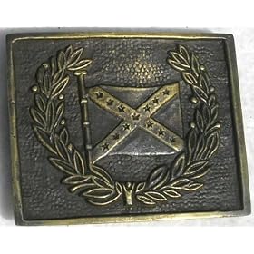 Brass Civil War CSA Confederate Army Flag Belt Buckle