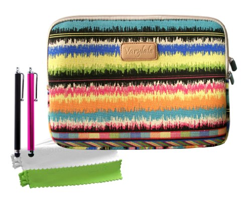 ColorYourLife Bundle of Canvas Fabric Tablet Sleeve Case Bag for Microsoft Surface 2 Surface Pro Surface RT and Sony Xperia Tablet Z / Asus Transformer Prime / Asus MeMO Pad Smart 10 / Acer Iconia A3 / Nokia Lumia 2520 with 2 Stylus pens and Microfiber Cleaning cloths (Music note pattern, 10.8 inch)