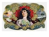 Flor Fina Brand Cigar Box Label, View of a Lady Islander Premium Poster Print, 18x24