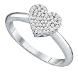 Stunning White Gold Micro Pave Set Diamond Heart Ring " Size 7 "