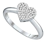 Stunning White Gold Micro Pave Set Diamond Heart Ring " Size 7 "