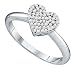 Stunning White Gold Micro Pave Set Diamond Heart Ring " Size 7 "
