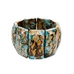Turquoise Patina Style Rectangle Link Stretch Bracelet Fashion Jewelry