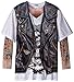 Faux Real Men's Big-Tall Biker Tattoo T-Shirt with Mesh Long Sleeves