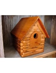 Amish Hand Crafted Woven Bird House with Wooden Roof. This Amish Country Handcrafted Birdhouse Is a Perfect Addition to Your Garden Landscape.