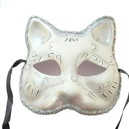 (ヴァンポルト) ventporte ベネチアン 猫 マスク 仮面 ハーフ コスプレ パーティー (1:白 １個)