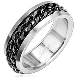 Spikes 316L Stainless Steel Black Chain Ring