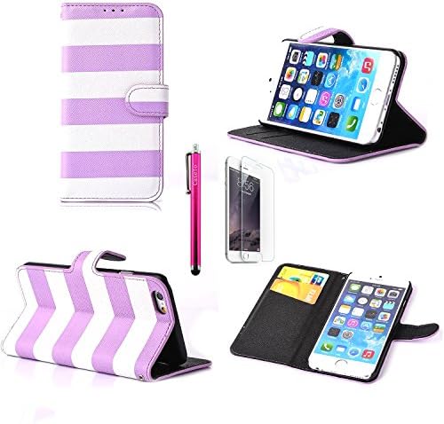 iPhone 5C case, Yuumi Rainbow Pattern Style Premium PU Leather Purse Case [Built In Kickstand] With Shock Protective Lightweight Skin For Apple iPhone 5C.(Pink)