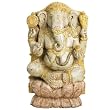 South Indian Hand Carved Wood Ganesh Statue