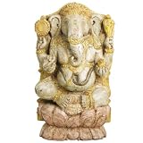 South Indian Hand Carved Wood Ganesh Statue