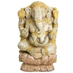 South Indian Hand Carved Wood Ganesh Statue